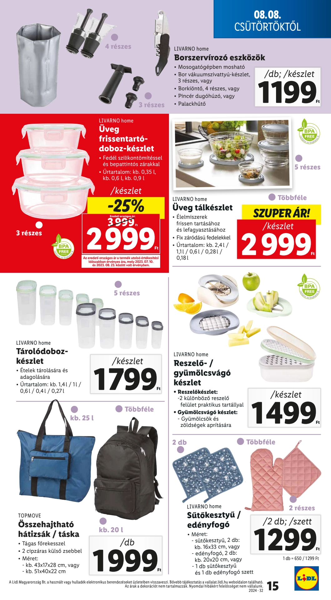 Lapozható Lidl Nonfood szórólap 2024. 08.08 - 15. oldal Lapozható Lidl Nonfood szórólap 2024. 08.08 - 15. oldal